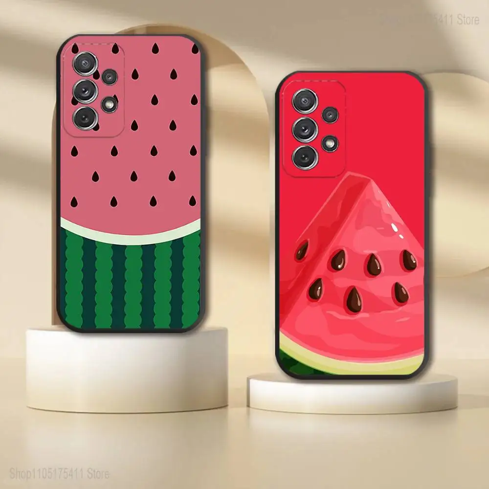 

Cartoon Fruit Watermelon Phone Case For Samsung S 25,24,23,22,30,21,10,9,Ultra,Plus,Lite,FE,4,5G Black Soft Case