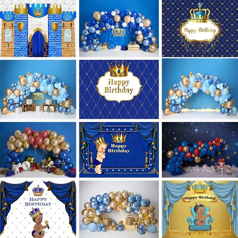 Little Man Prince Backdrops For Little Boys Navy Birthday Party Photographic Studio Curtain Backgrounds Photocall Custom