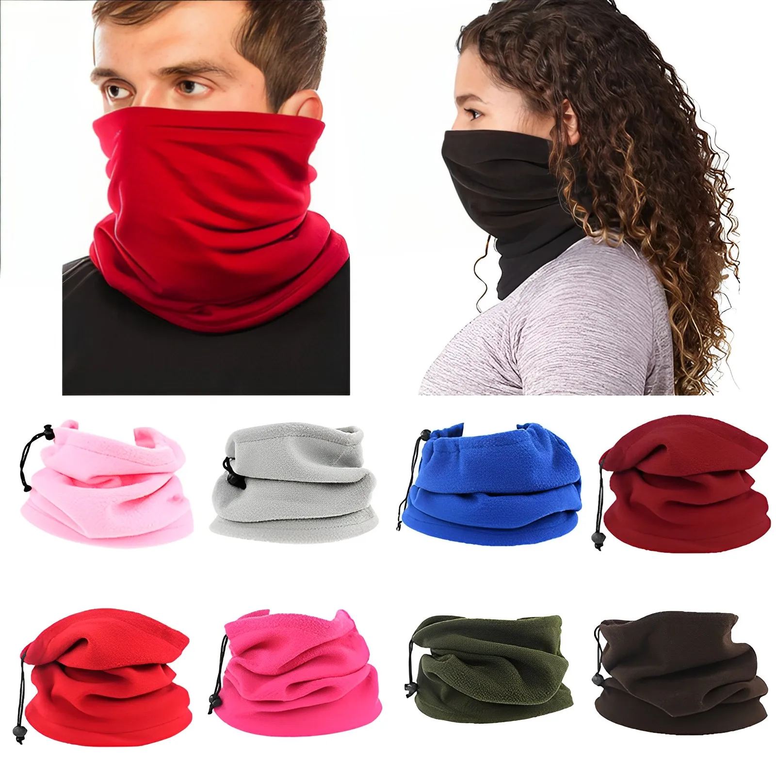Winter Windproof Fleece Scarves Neck Scarf Warmer Windproof Soft Half Face Cover Cycling Scarf Motorcycle Balaclavas Tube Unisex