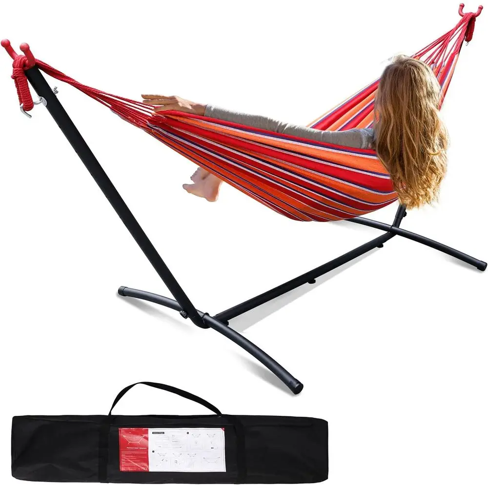 

Space-Saving Heavy-Duty Steel Hammock Stand - 450lb Capacity, Double Hammock with Carry Bag for Patios, Backyards, Balconies, In