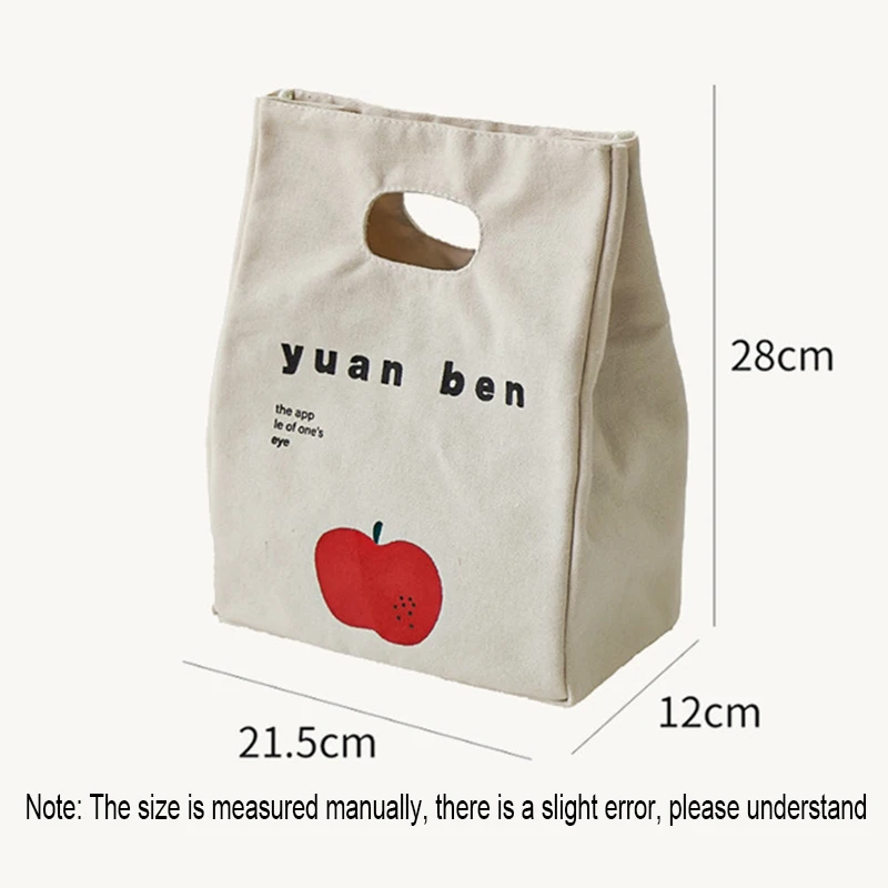 1pcs Canvas Simple Lunch Handbag Meal Bag Office Worker Lunch Box Bags Insulation Bag Thick Aluminum Foil Preservation