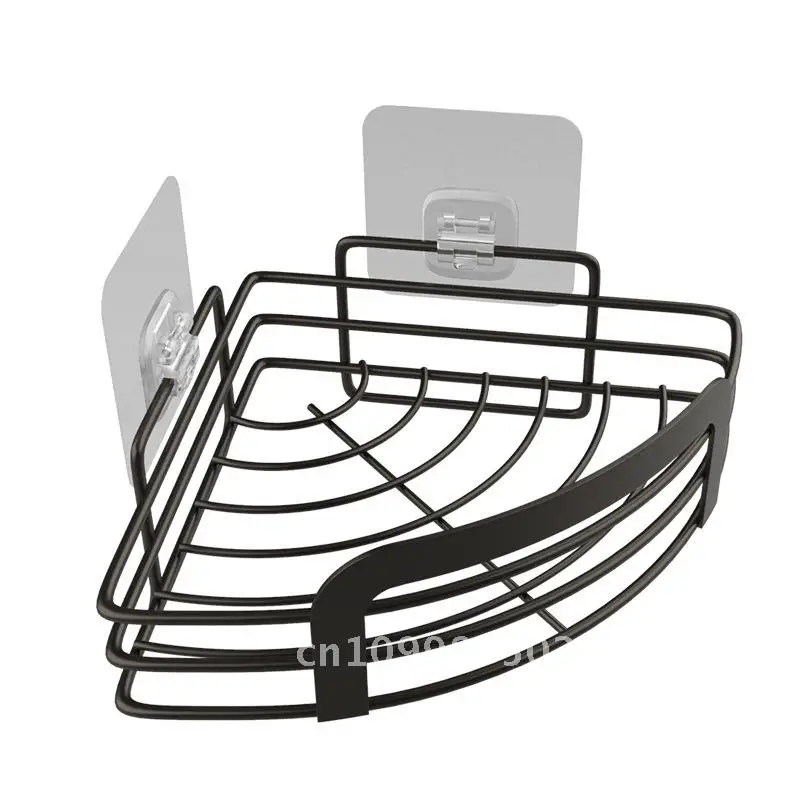 

Stainless Steel Triangle Bathroom Rack Wall Hanging Storage Non-Punch Modern Minimalist Kitchen Storage Black/Silver Tripod 304