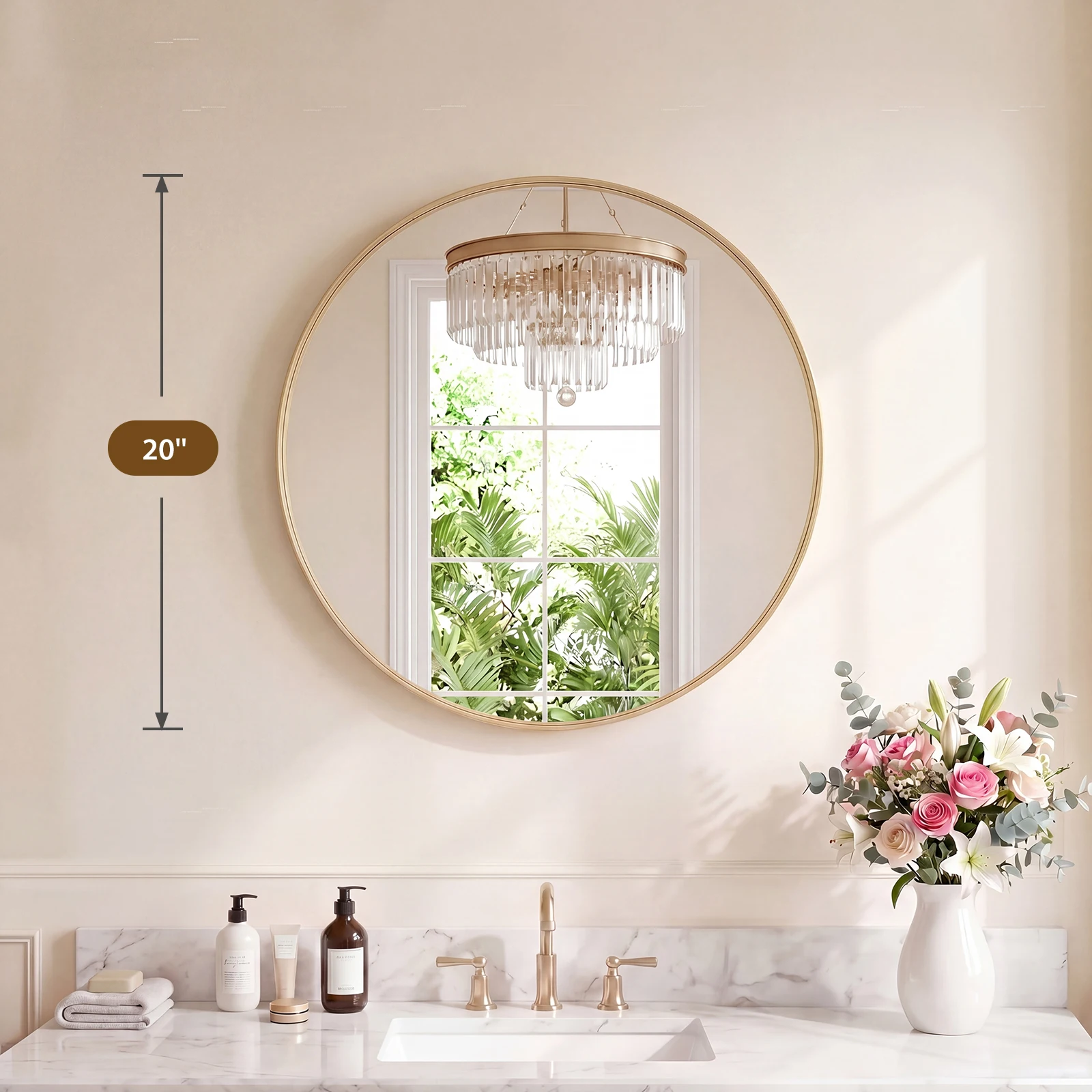 Groove Round Framed Wall Vanity Mirror, Matte Metal Frame — detail 9