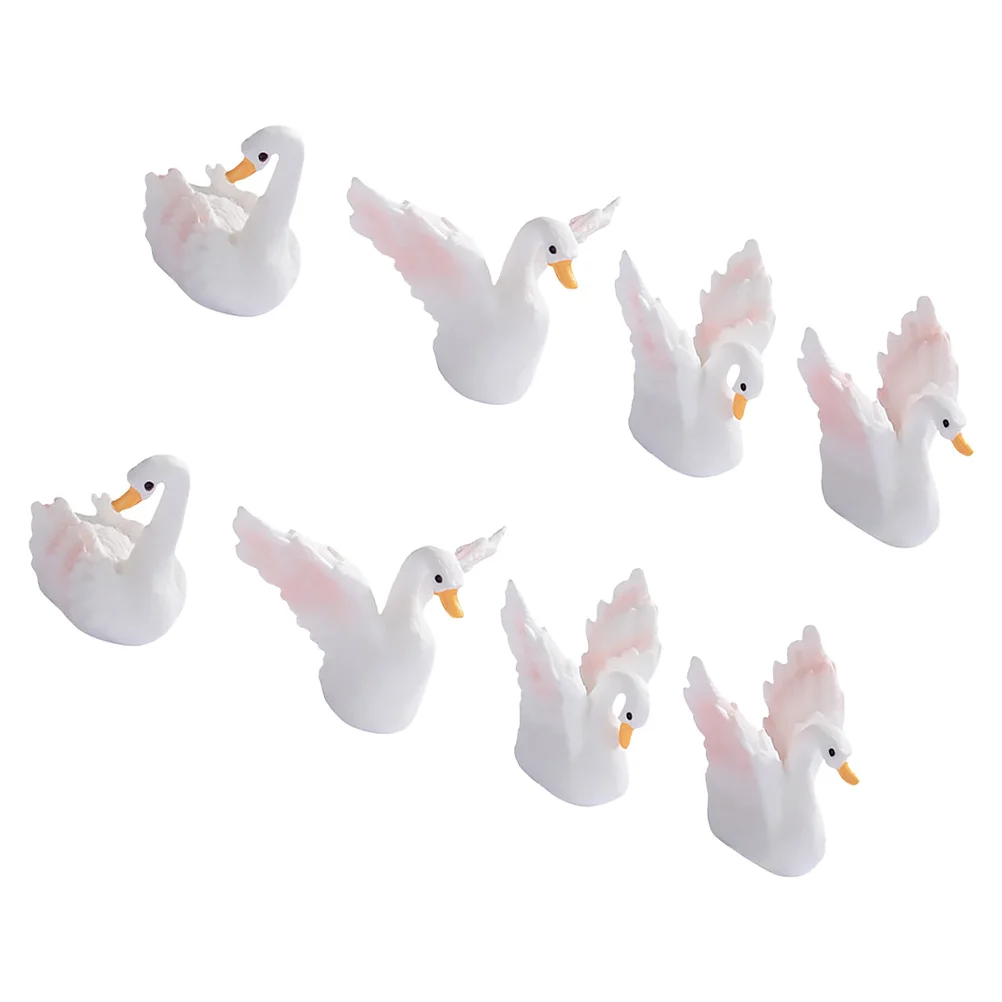 8 قطع تماثيل بجع صغيرة من الراتنج لتزيين الحدائق الخيالية والتراريوم وتزيين الكعك وترتيب الطحالب