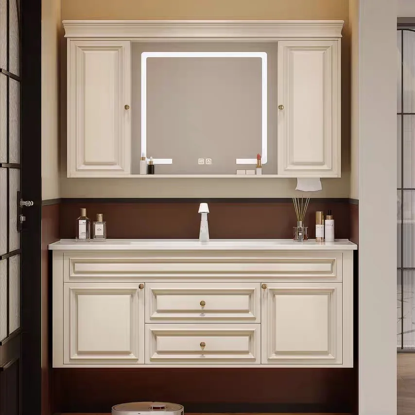 

Bathroom cabinet, ceramic integrated basin hidden feng shui mirror cabinet, toilet washstand