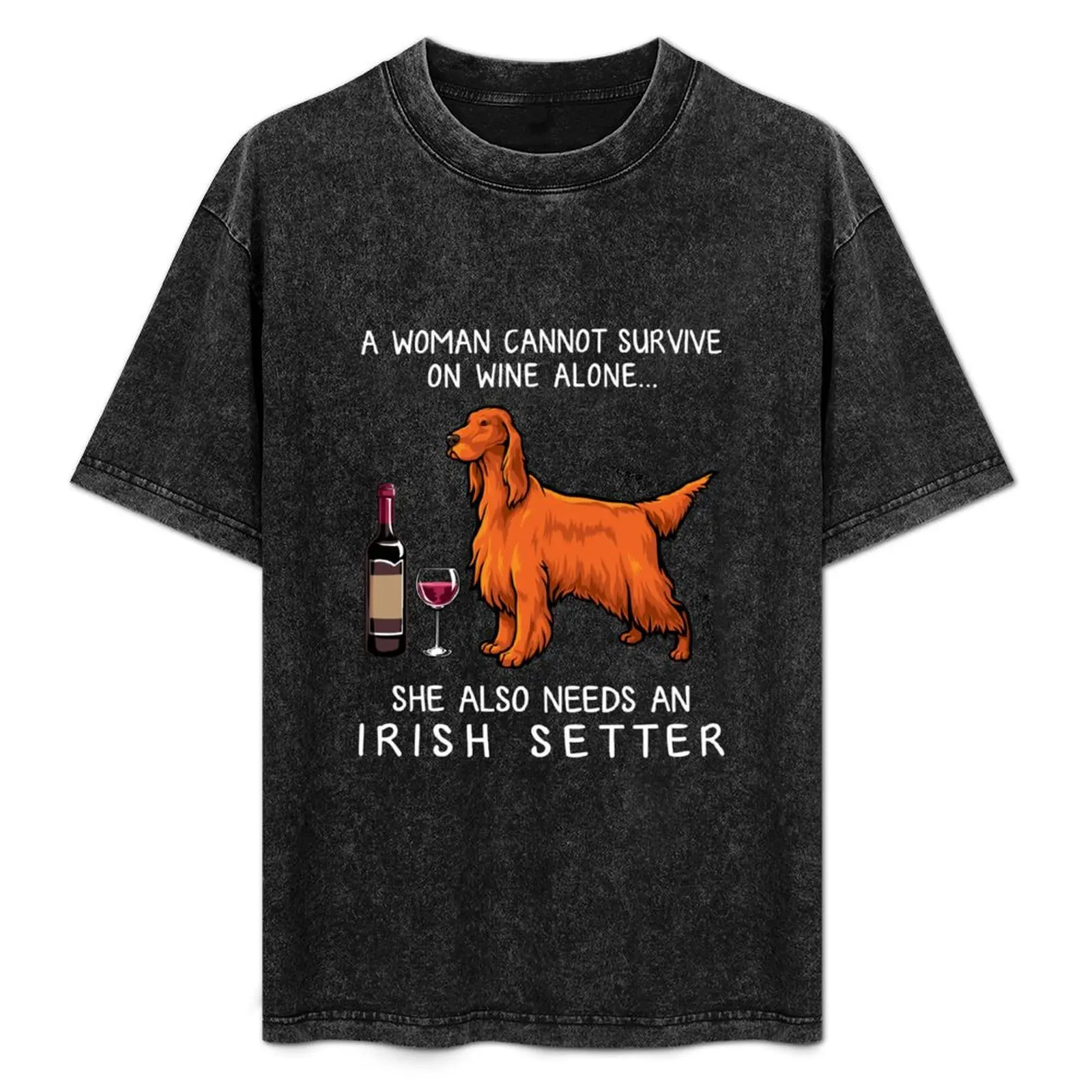 Irish Setter and wine Funny dog T-Shirt Breathable Travel T-Shirt
