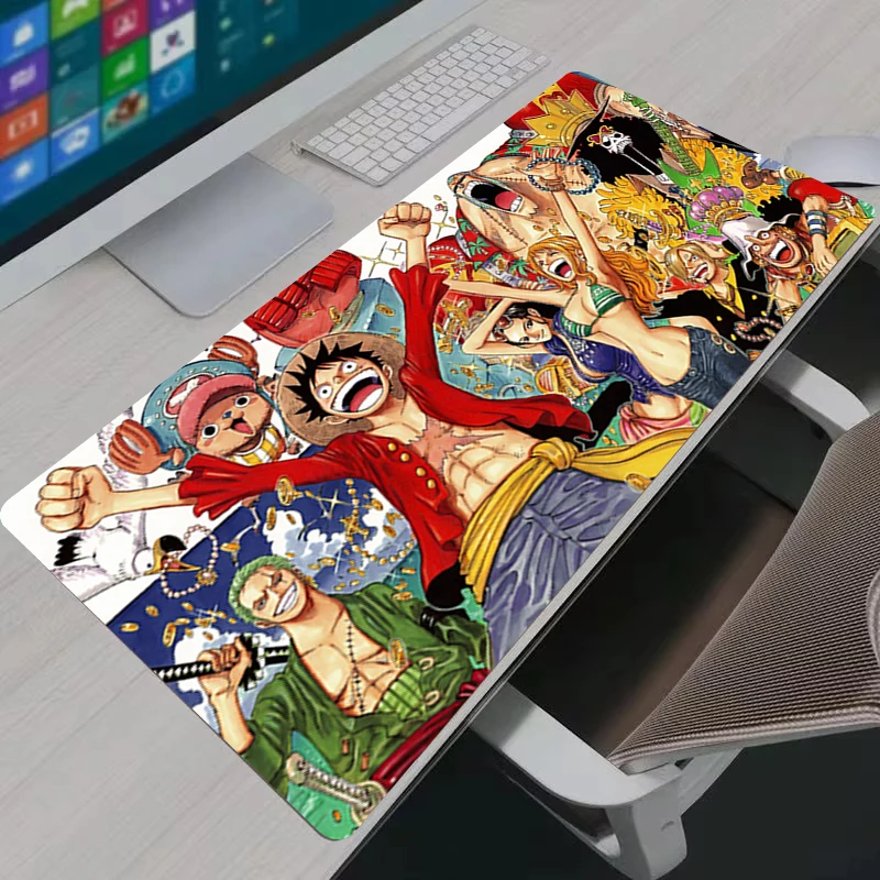 Mousepad XXL O-One Piece Luffy Gaming Mouse Pad Gamer Home Computer HD Cool Keyboard Pad Non-Slip Office Rubber Big Mouse Mats