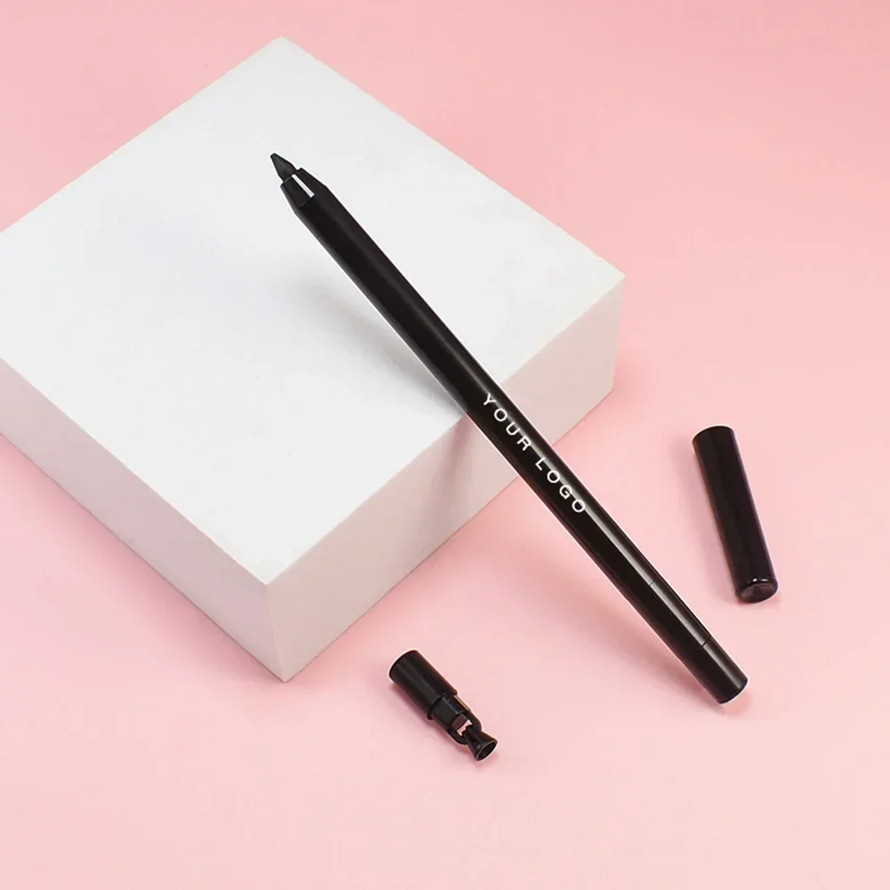 6.5g Private Label Eyeliner Pen Custom Bulk Waterproof Eye Liner with Built-in Pencil Sharpener Balck Color Sweatproof Makeup