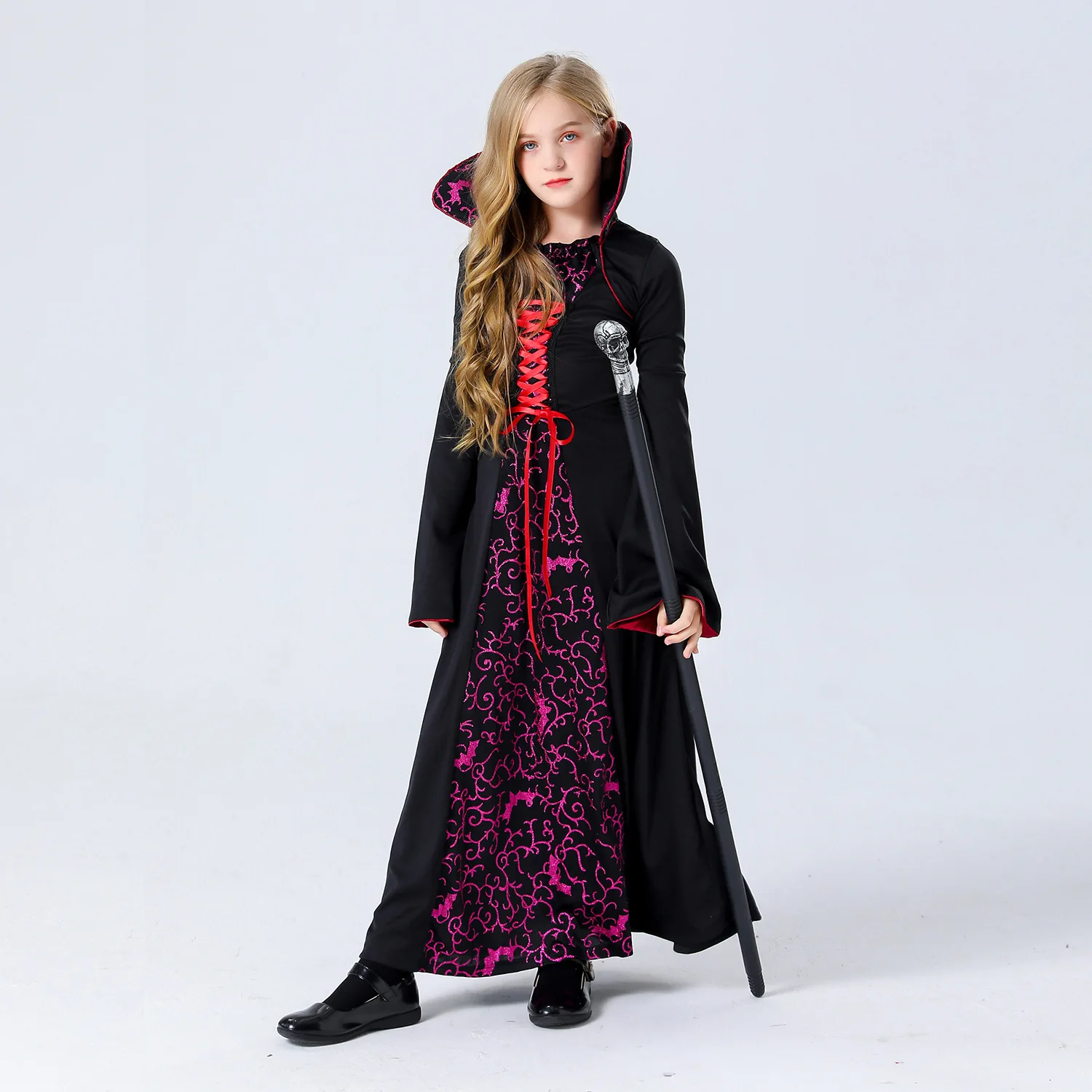 Conjunto de fantasia de plang de papel loween, bruxa infantil, morte, deus, jogo, roupa par, material de poliéster, palco tradicional chinês...