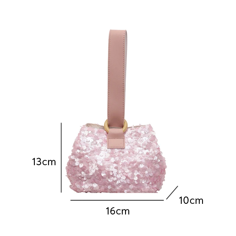 Pailletten-Handgelenktasche, glitzernde Handtasche, Damen-Clutch, einzigartige elegante Abendtasche für Partys, Hochzeiten, Bankette, Abendessen – Detail 1