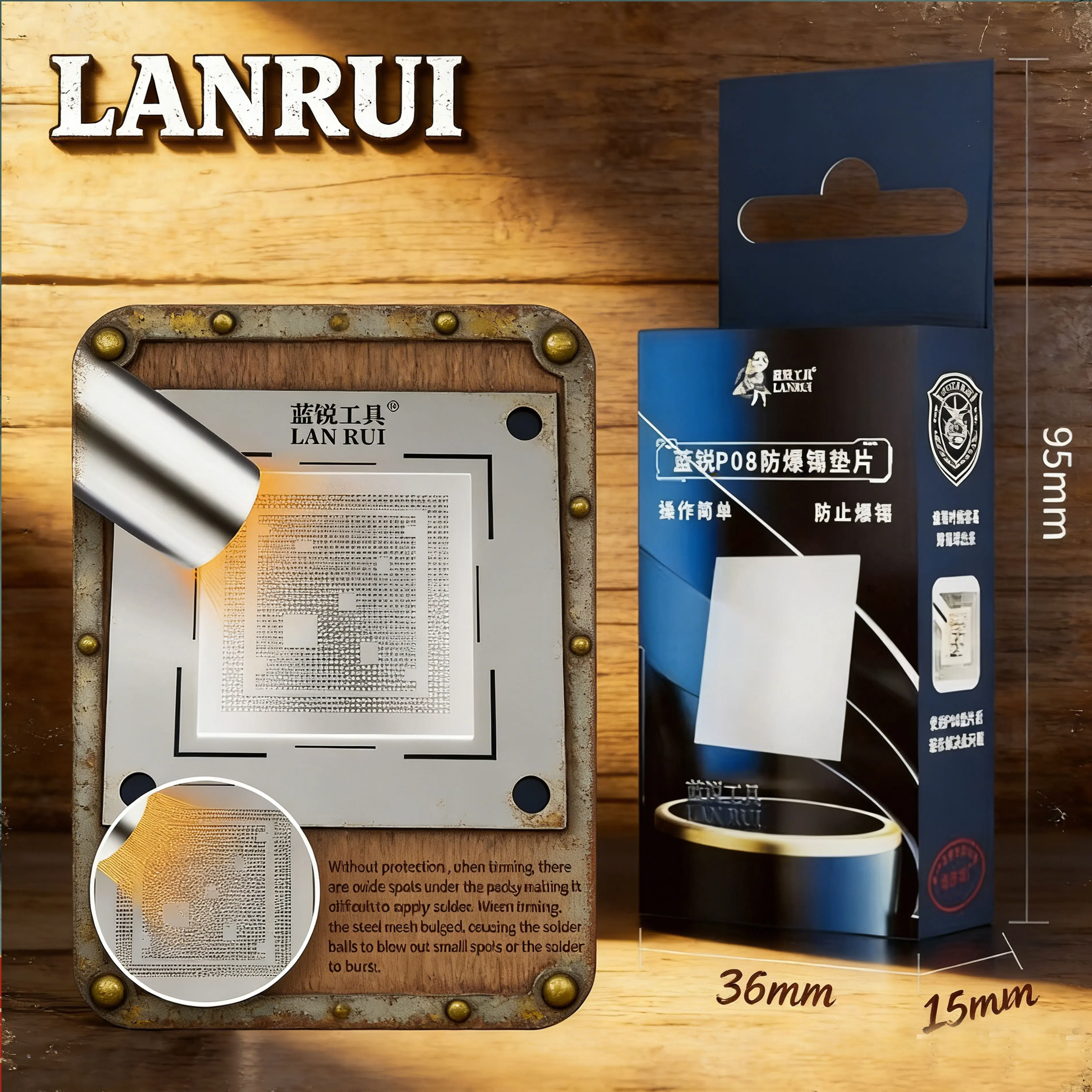LANRUI P08 20x20mm Explosion Proof Solder Mat, Ultra Clear Glass Sheet Prevents Splashing for Phone PCB Repair