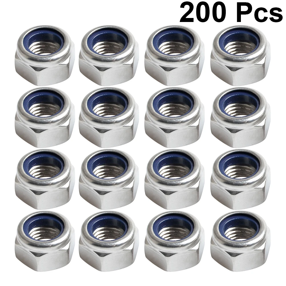 

200 Pcs Self-locking Nut M5 Safety Nuts Lug Finish Nylon Insert Anti-loose