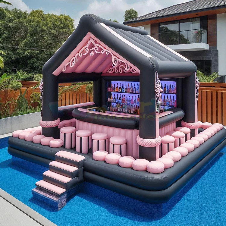 Leisure summer backyard party floating inflatable pub swimming pool water bar with seats