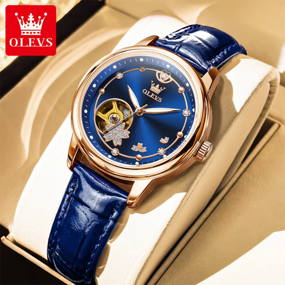 

OLEVS 6732 Top Brand Elegance Ladies Automatic Wristwatch Hollowed Luminous Luxury Original Mechancial Watch for Women