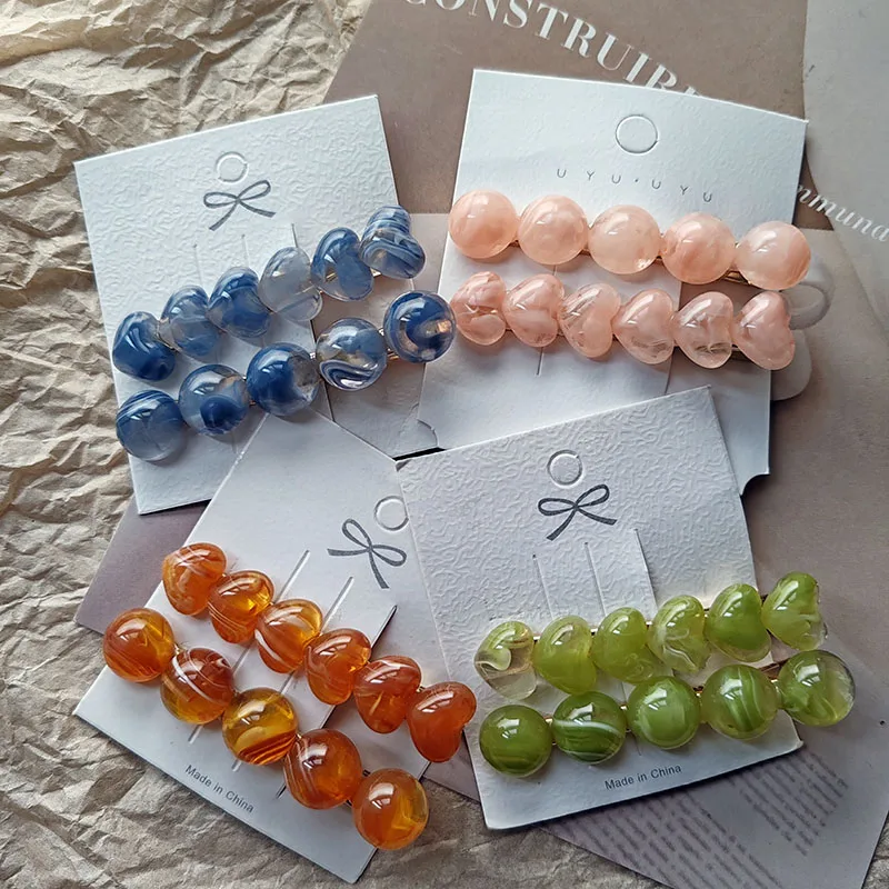 2pc Nette Koreanische Herz Haar Seite Clips Krallen Haarnadel für Mädchen Frauen Kinder Kinder Vintage Haar Zubehör Kopfbedeckungen Ornemen