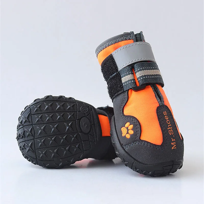 Waterproof Dog Shoes Anti-Slip Reflective Running Shoes For Small Dogs Large Dogs Black Orange Winter Pet Shoes For Dogs