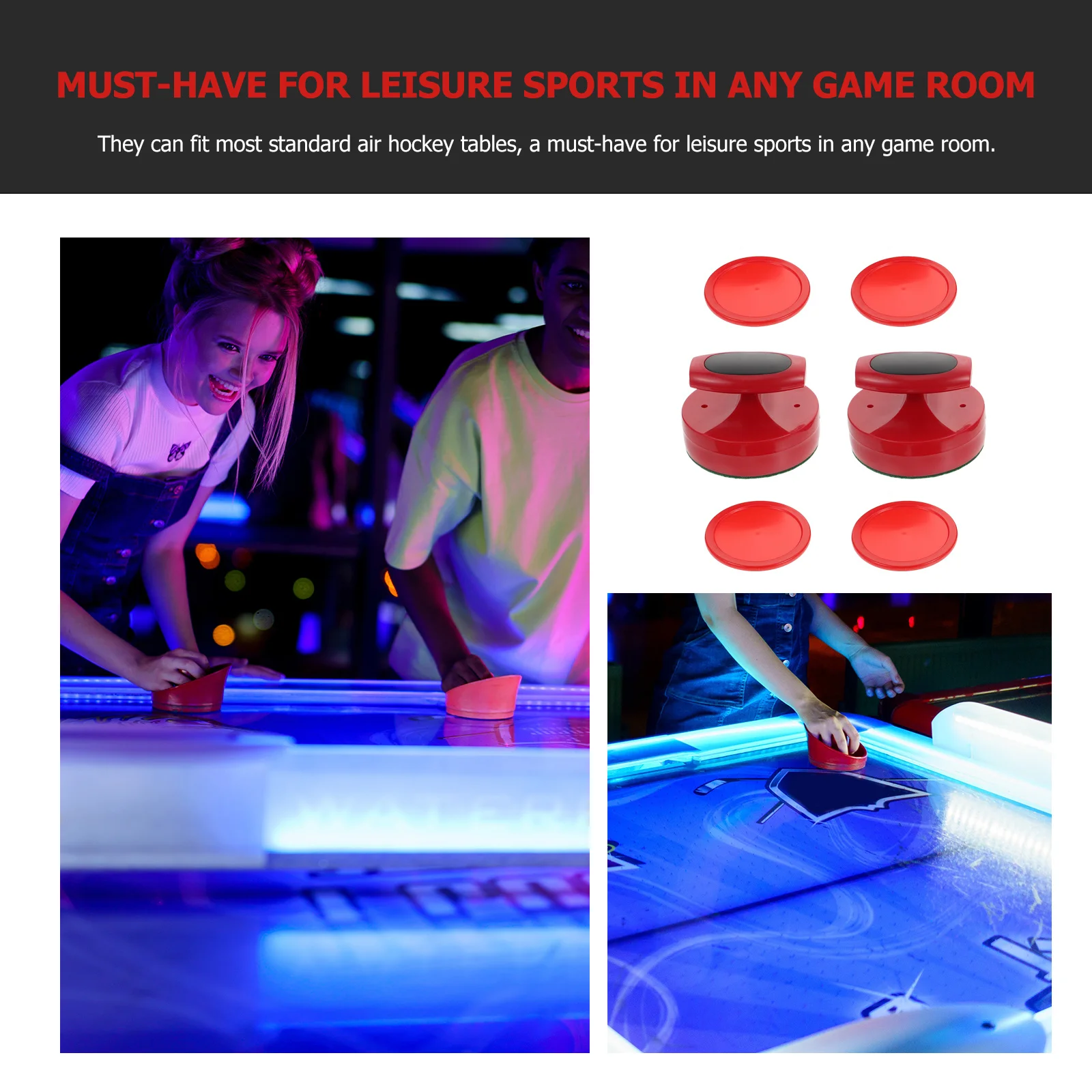 

1Set Air Hockey Pusher and Puck Replacement Plastic Set for Game Room Use Plastic Hockey Accessories Supplies