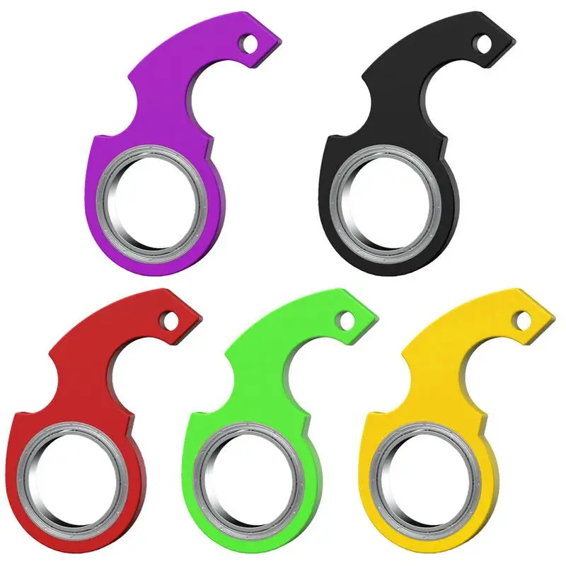 Kid Fingertip Spinning Keyring Spinner Stress Toy Metal Fidget Toys Finger Keyring Relieve Boredom Party Gift Turntable Keychain