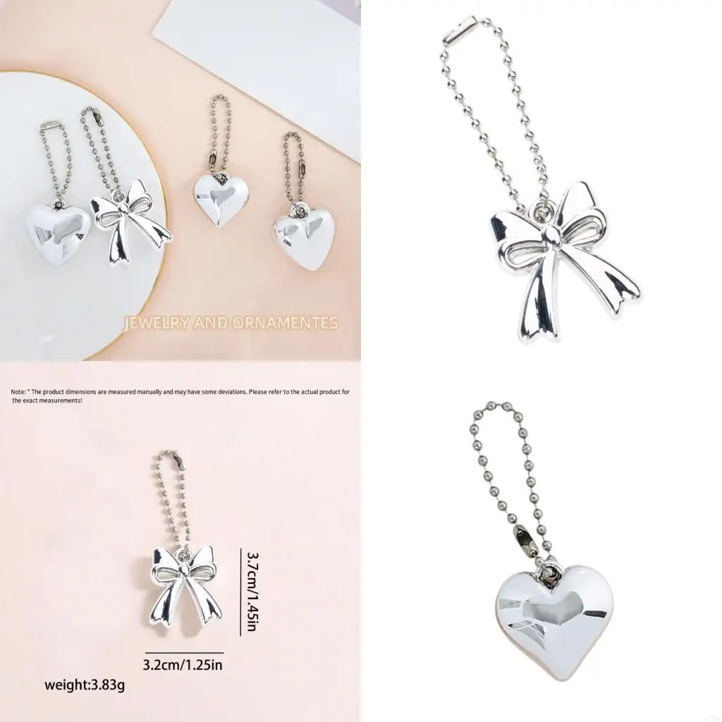  Unique 3D Beaded Chain Keyring Heart Bowknot Pendant Jewelry Accessory Decoration Charm For Keychains And Bags