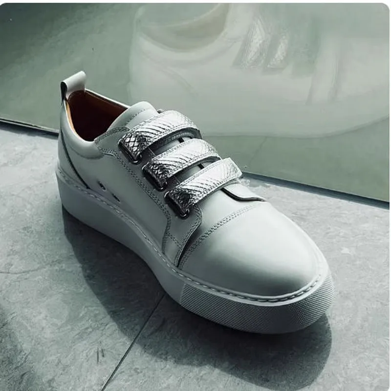 

Newset 2026 White Fashion Sneakers Mens Casual Shoes Genuine Leather Handmade Mens Leisure Shoe