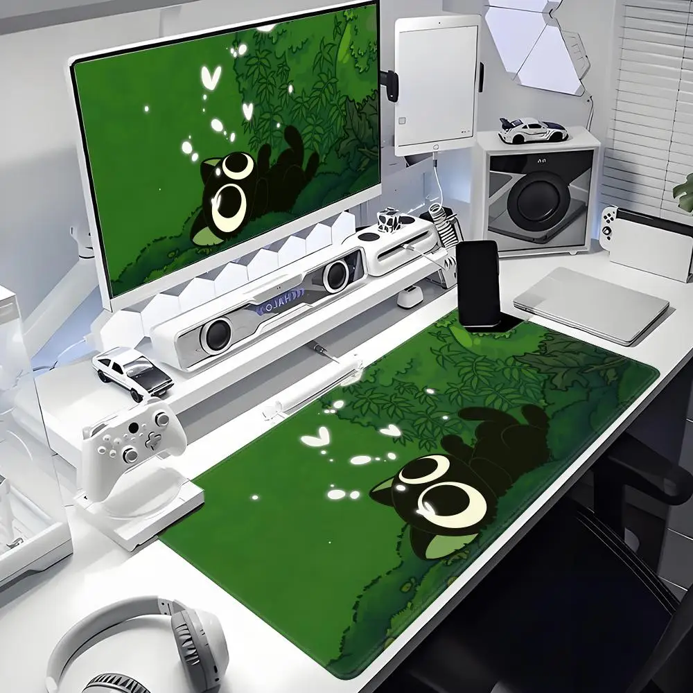 

HYBXAXC Green Desk Mat Nature Mouse Pad Cute Cats Small Mouse pad Gaming Accessories Kawaii Mousepad Aesthetic Computer Pad