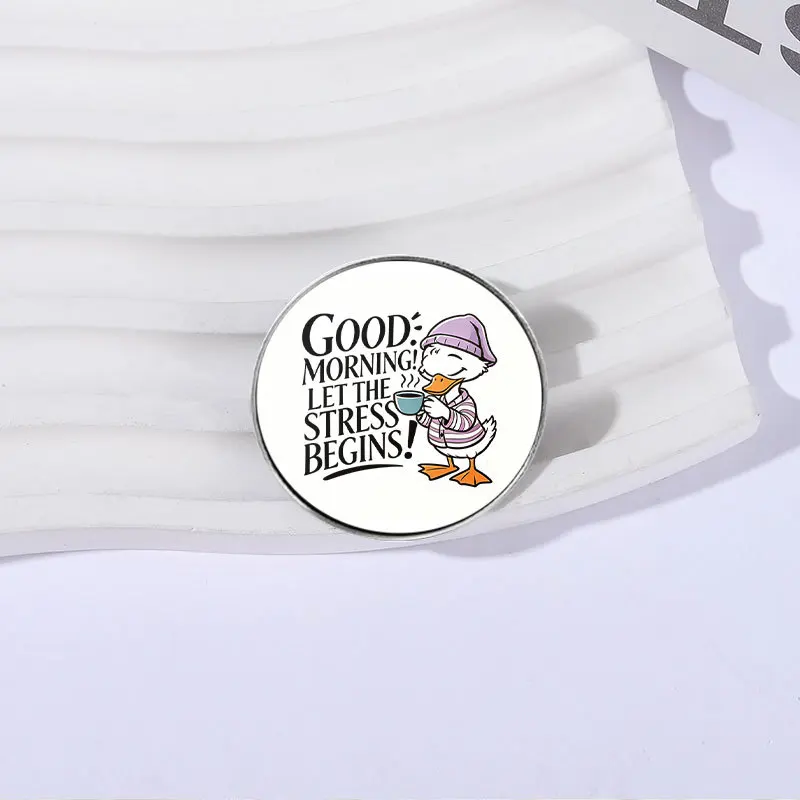 Pin Retro Style Good Morning Duck Brooch Worker's Pressure Fun Meme Metal Pin Niche Personalized Accessory Women's Brooches