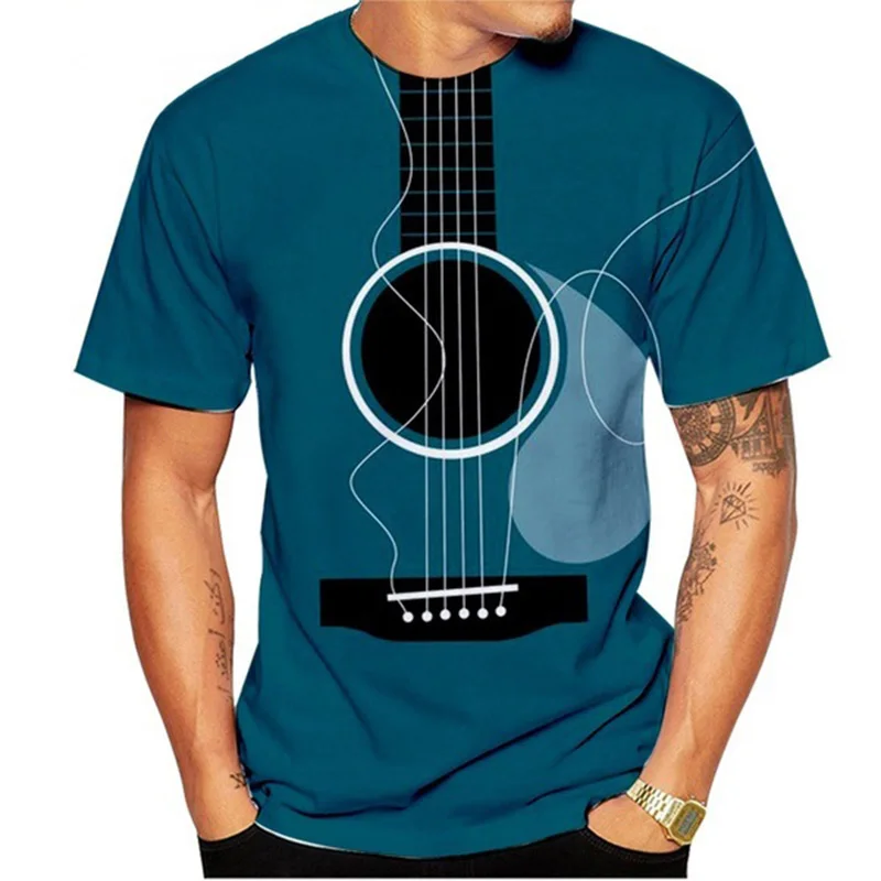 Music Guitar 3D Print Tshirt Summer Men Women Unisex O-Neck T-shirt Casual Short Sleeve Tees Oversized T Shirts Fashion Clothing