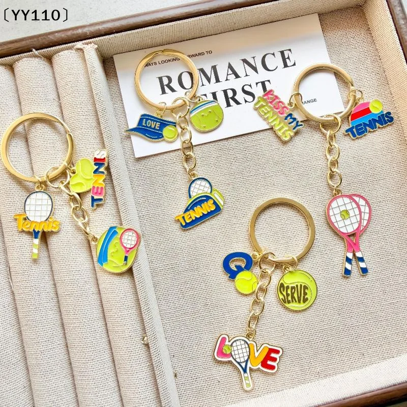 Mini Keychain Tennis Party Favors Tennis Ball Key Ring Tennis Bag Pendant Sports Keychain For School Carnival Reward〔YY110〕