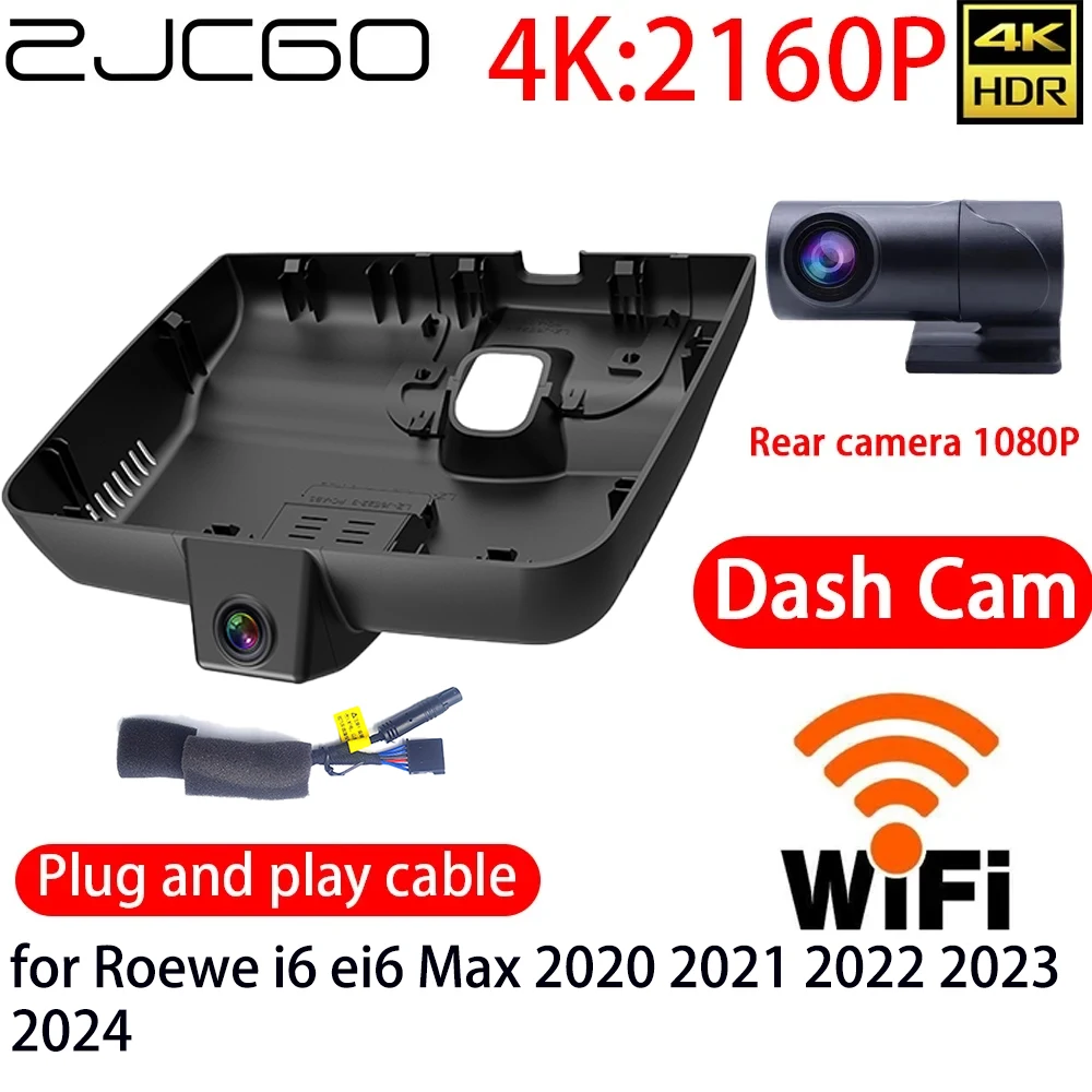 

ZJCGO 4K Car DVR Dash Cam Wifi Front Rear Camera 24h Monitor for Roewe i6 ei6 Max 2020 2021 2022 2023 2024