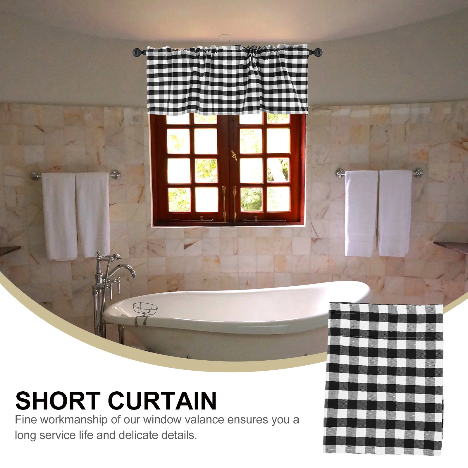 

Black White Check Buffalo Plaid Valance Kitchen Window Valance Short Decorative Kitchen Buffalo Check Curtain Window Valances