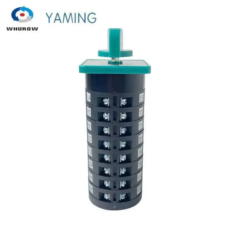 Rotary Cam Switch 6 Positions LW6-8/F432 Green Changeover Universal Selector 380V 5A 8 Pole 48 Terminals Sliver Contacts
