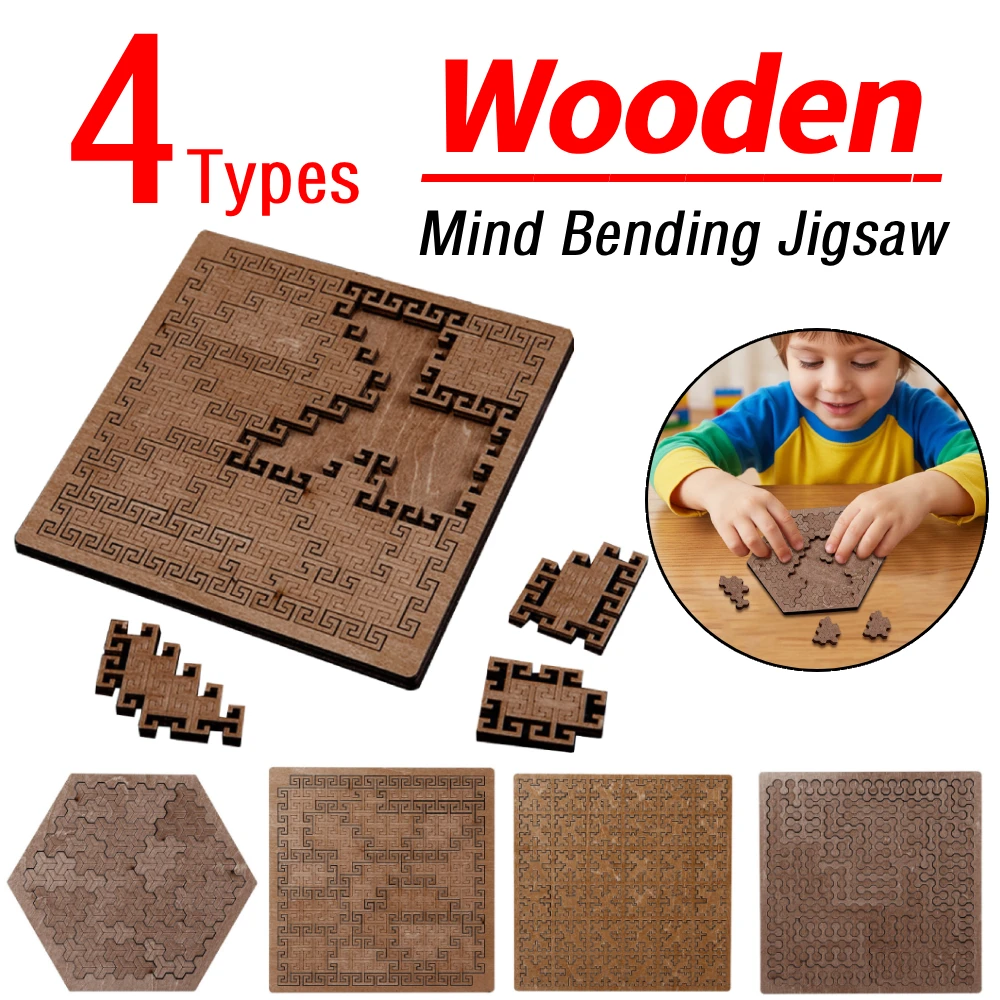 

Деревянный головоломка с фрактальным лотком, уникальный нерегулярный креативный лабиринт, танграм, настольные игры для взрослых и детей