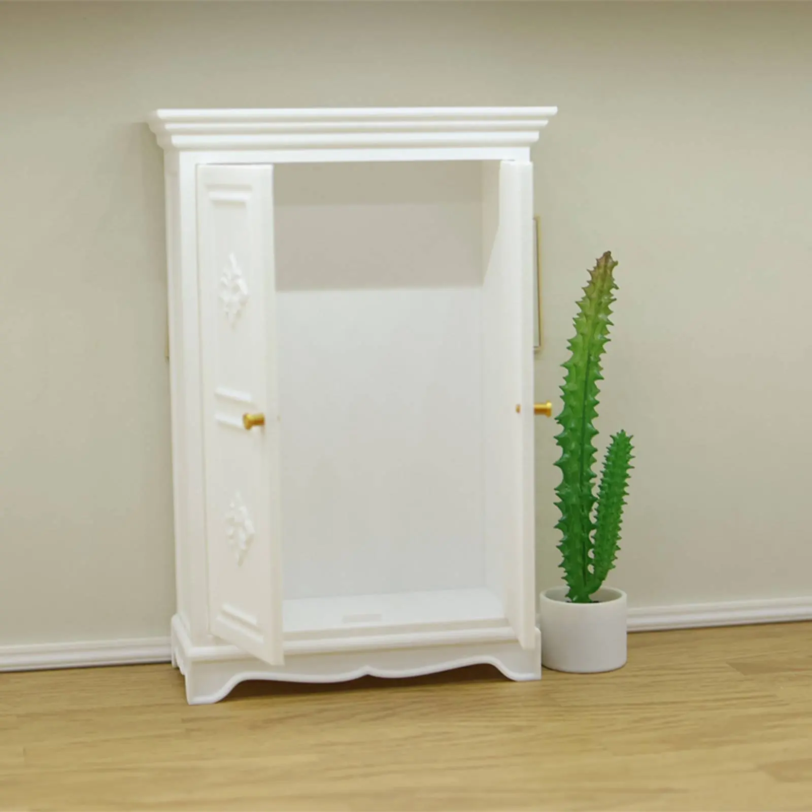 1:12 Scale Wardrobe Detailed Model Dollhouse Wardrobe European Design Mini Armoire Photography Prop for Collectors