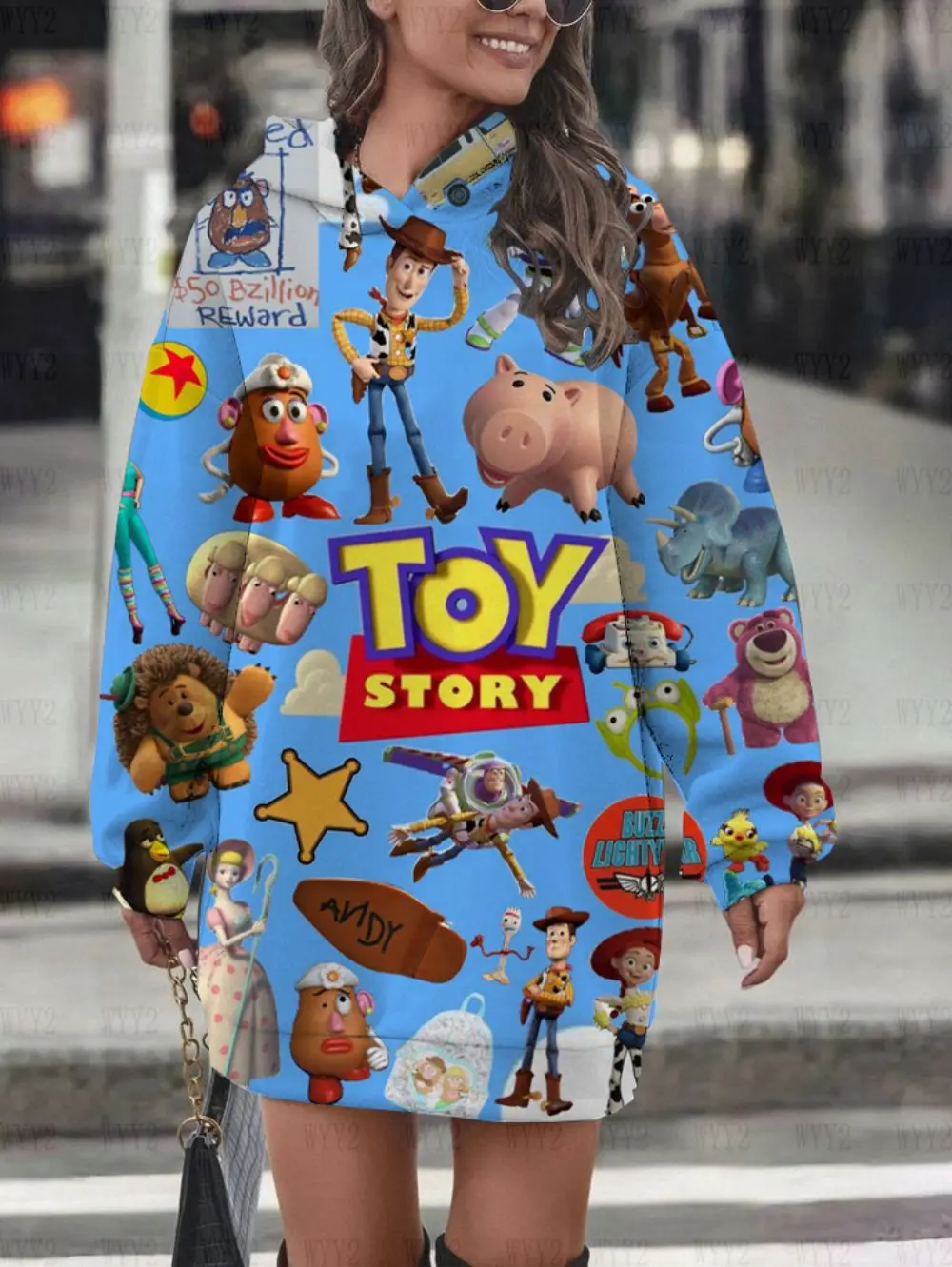 Toy Story Disney Print Sweatshirt Autumn and Winter New Women's Casual Pullover Gentle Retro Women's Hoodie Dress