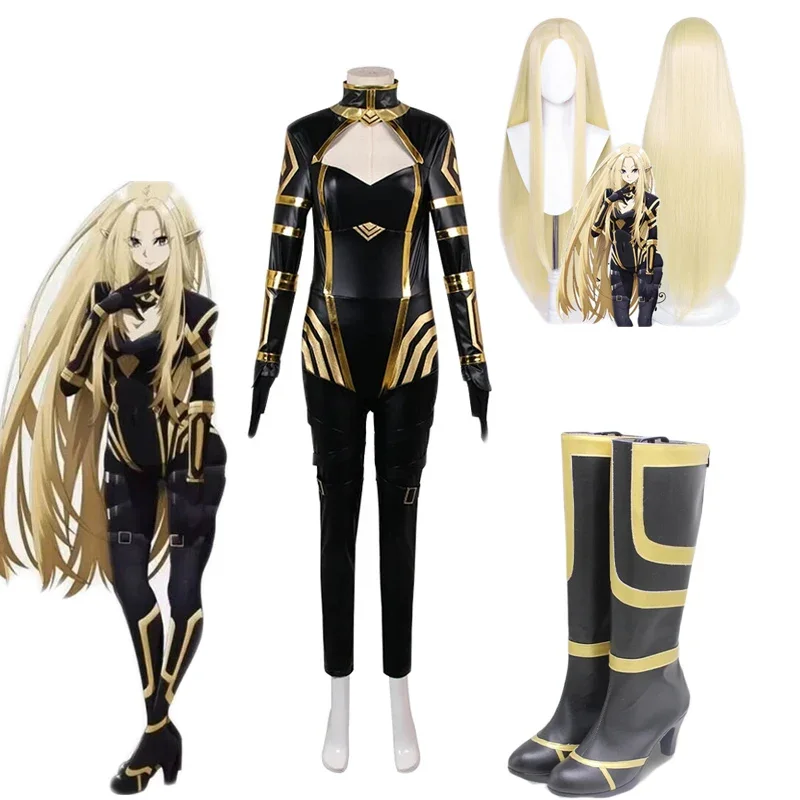 Anime The Eminence In Shadow Alpha Cosplay Costume Uniform Elf Ears Wig Shoes Shadow Garden Seven Shadows For Women Halloween