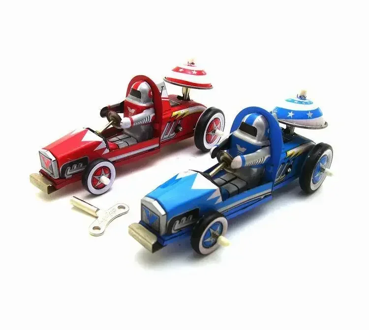 

[Funny] Adult Collection Retro Wind up toy Metal Tin F1 racing racer sports car Clockwork toy figures model vintage toy gift