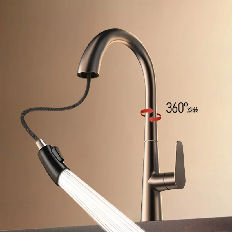 

Выдвижной латунный кухонный смеситель, выдвижной кран для холодной и горячей воды для кухонной мойки, однорычажный, для дома