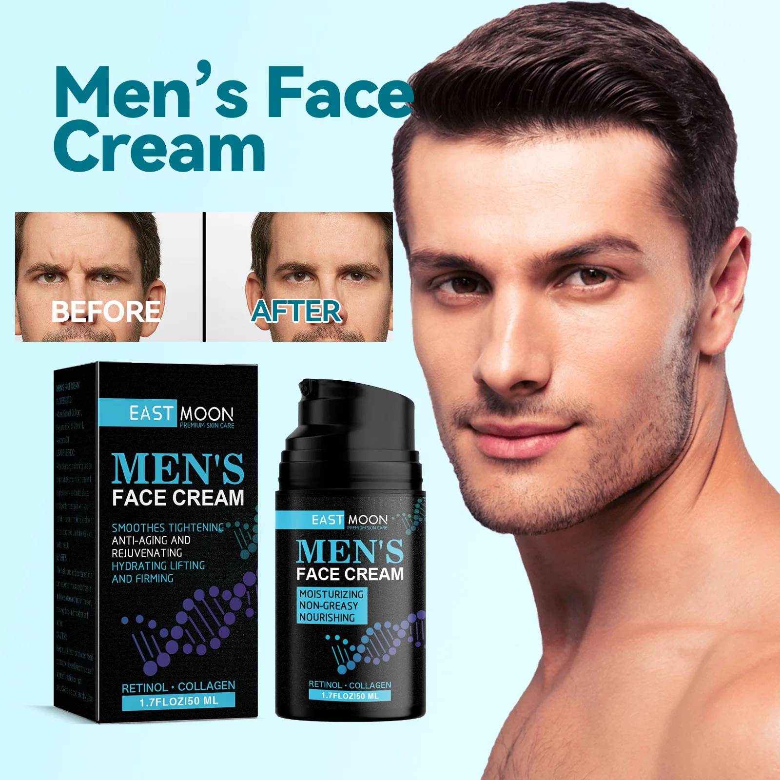 

Men's anti-aging face cream tightens skin resists wrinkles fades fine lines and protects skin from wrinkles