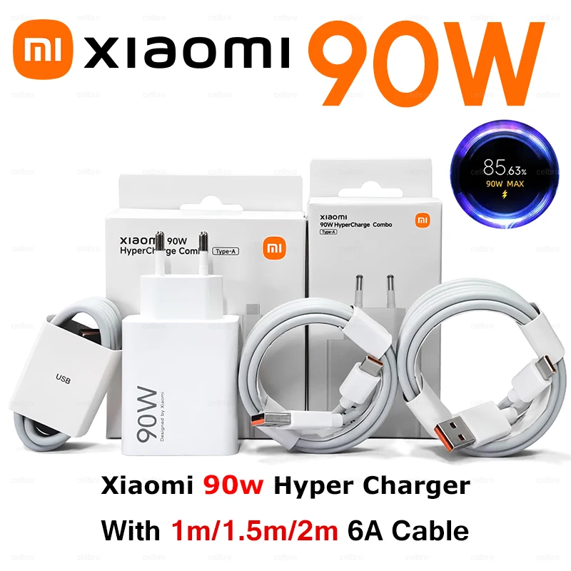 90W 6A Turbo Fast Wall Charger USB To Type C Quick Charging Phone Cable for xiaomi mi 15 14 13 12 11 Pro Ultra Lite Redmi Note
