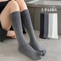 3 Pairs Toe Socks Women Men Long Calf Socks with Separate Fingers High Quality Cotton Five Finger Socks Women Stockings