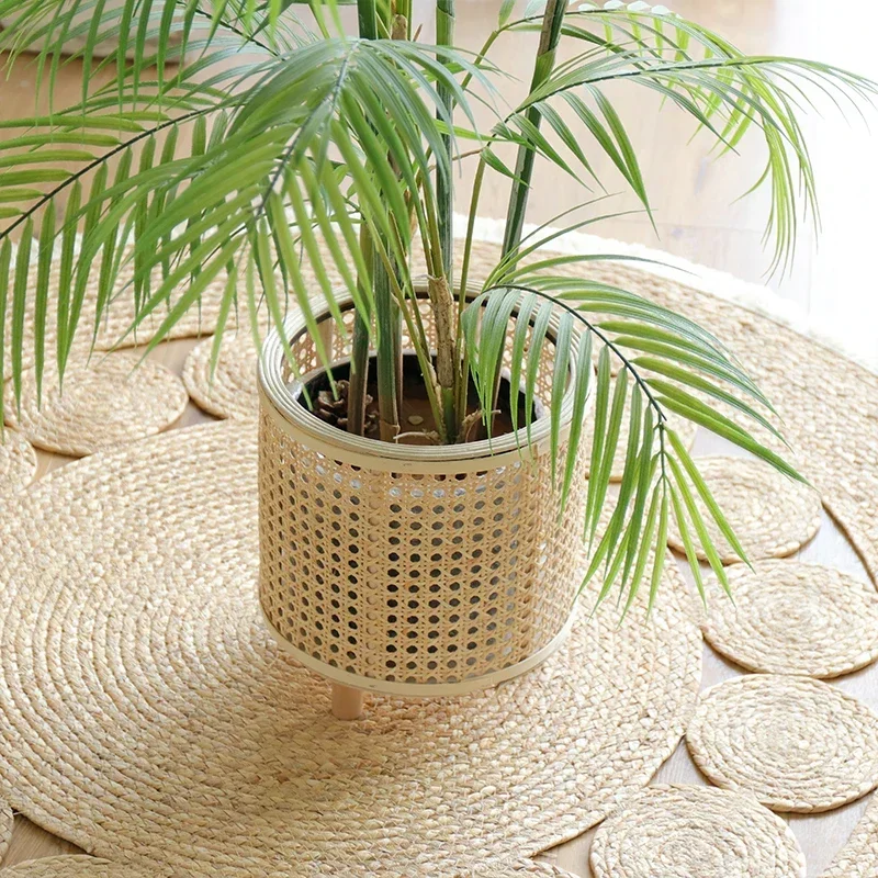 Soporte de plantas tejido a mano para interiores, estante de flores de balcón Simple, elegante, decoración de adorno de exhibición de vegetación, nórdico