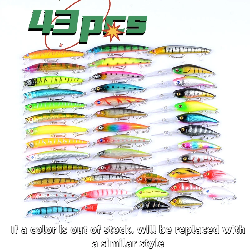 

43pcs MINNOW Fishing Bait блесна для рыбалки воблер для морской рыбалки señuelos de rockfishing Fish Lure Set Crankbait Popper