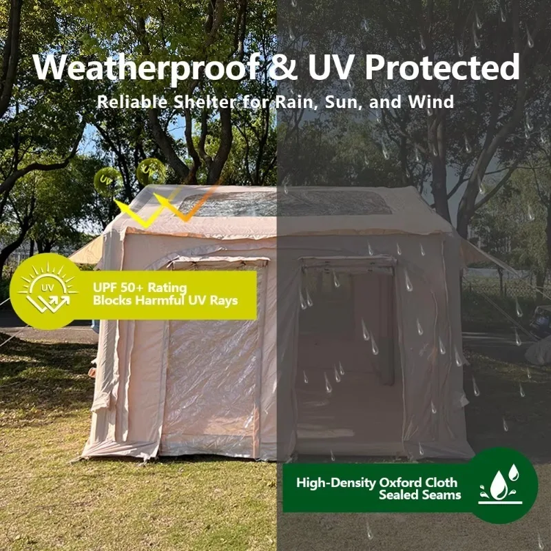 Spacious Air Tent Garden Inflatable Cabin Tent for Family Glamping Quick Setup Waterproof Shelter Tent for Outdoor Hiking