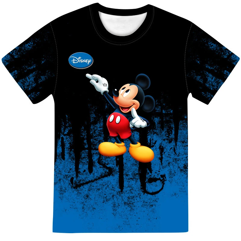 

Disney Cute Mickey Mouse Funny Cartoon Loose T-Shirt Anime Movie Graphic T-Shirt Street Trend Round Neck Men's Top