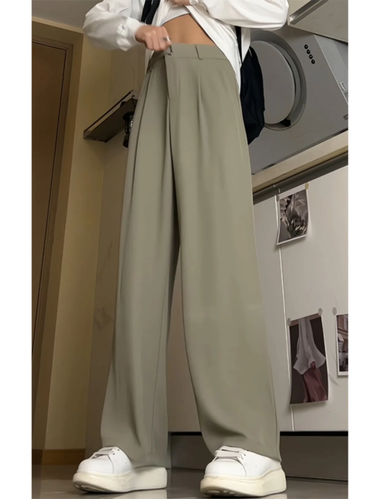 

Мужские летние тонкие брюки из ледяного шелка, прямого кроя, повседневные, свободные, широкие, легкие, комфортные