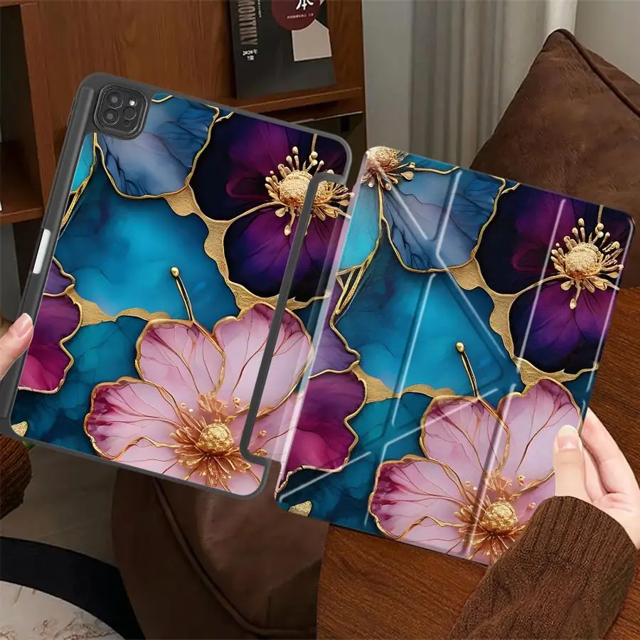 

Красивый чехол-подставка для планшета с цветочным узором для iPad Mini 6 7 Pro 2025 Air 4 5 M3 M2 1 2 M4 11 дюймов 11-го 10-го 9-го 8-го 7-го поколений