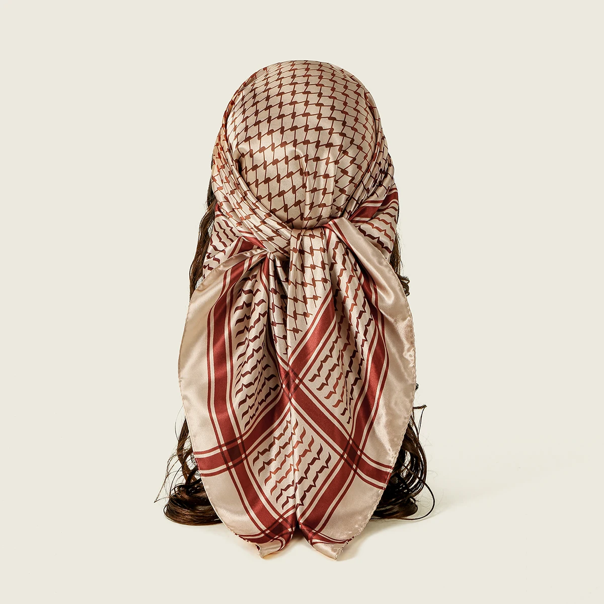 90*90cm Arabic Satin Silk Square Scarf  Women Muslim Hijab Shawls Headscarf Ladies Elegant Casual Headband Hair Scarf image 2
