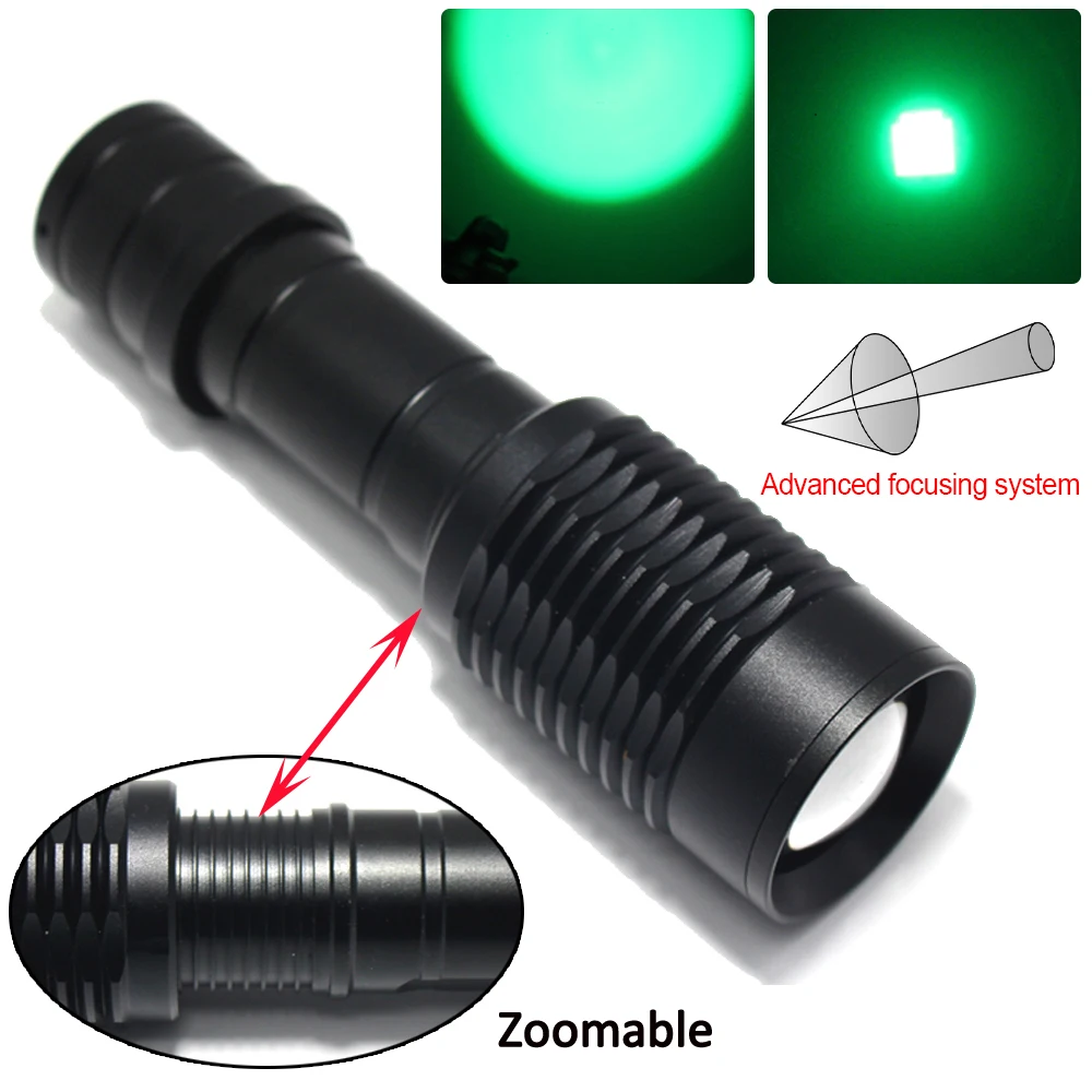 Tactical Red/Green Light Flashlight Waterproof Zoom LED Flashlight LED White Light Strong Light Flashlight With 18650 Battery