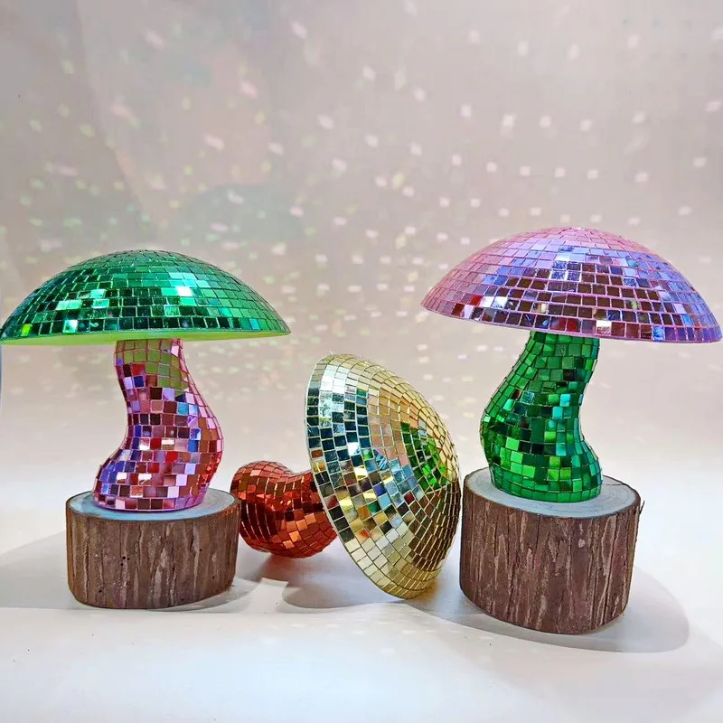 Dreamy Disco Mushroom Handmade Ornaments Reflective Home Decor for Living Room Bedroom Patio Party Wedding Gift Light Decoration