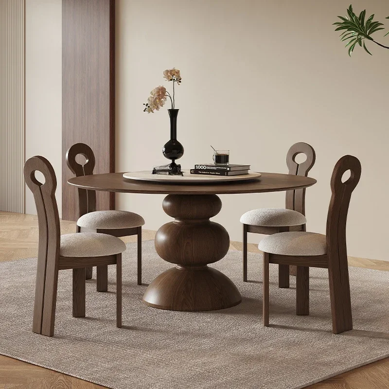 

Minimalist White Dining Tables Wooden Round Nordic Modern Kitchen Tables Chairs Center Compact Poker Muebles Unique Furniture